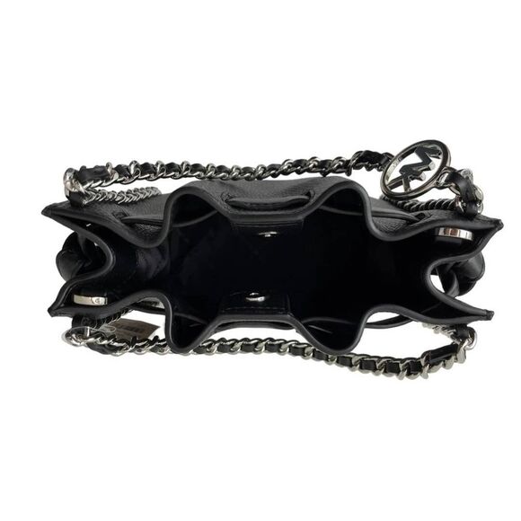 NWT Michael Kors Black Mina Large Silver Chain Shoulder Bag - Picture 6 of 8